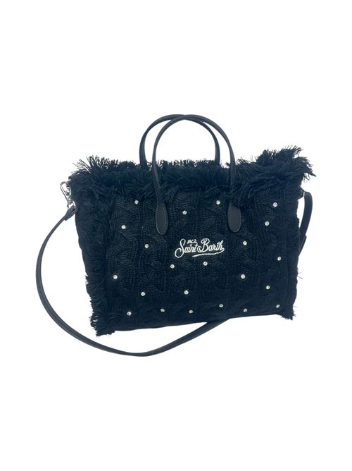 borsa donna colette in lana nero con strass MC2 Saint Barth | COLETTE WOOL RIBSTRASS 00 EMB